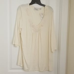 Avenue cream colored shirt with roses